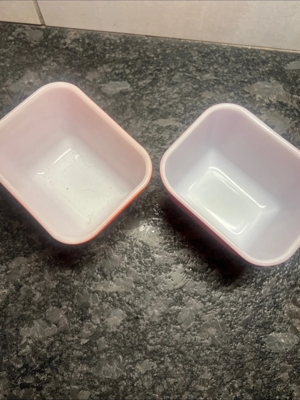 Set of Two Pyrex Red and White Vintage refrigerator Nesting Bowls